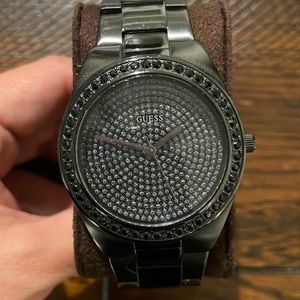 GUESS black rhinestone watch